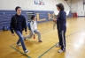 Sophomores Andy Kite and Alexis  Sheldon do lunges for P.E. teacher Rhonda Smith during her lifetime fitness and leisure studies class at Lloyd High School (Erlanger-Elsmere Independent). 
Photo by Amy Wallot, Feb. 24, 2015