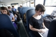 Eminence High School (Eminence Independent) senior Hannah Ellis uses her computer on the Wi-Fi bus that will take her to Bellarmine University for classes. Photo by Amy Wallot, Sept. 13, 2012