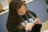 Junior Allison Parrent measures a piece of wood to use as a fin on her rocket during Mark Harrell\'s Introduction to Engineering Design class at the Franklin County Career and Technical Center Dec. 1, 2010. Photo by Amy Wallot