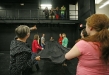 Teacher Carolyn Green, left, helps students remove stage curtains from the Black Box theater during Theater Art and Technical Theater class at Owensboro High School (Owensboro Ind.). Photo by Amy Wallot, Oct. 19, 2011