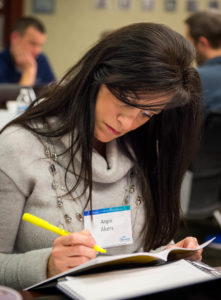 Angie Akers, the principal at Glasscock Elementary School (Marion County) takes notes during the Leadership Institute for School Principals. The program includes three days of training at the Center for Creative Leadership in Greensboro, N.C., and a pair of two-day sessions at the Kentucky Chamber of Commerce offices in Frankfort. Photo by Bobby Ellis, Jan. 26, 2017