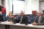 Education Commissioner Wayne Lewis, center, speaks to the Kentucky Board of Education Oct. 3 about the importance of making high school diplomas mean more in the Commonwealth. At the meeting, the board unanimously approved an amendment to Kentucky’s minimum high school graduation requirements. With Lewis are, from left, Associate Commissioners Amanda Ellis and David Horseman. Photo by Megan Gross, Oct. 3, 2018