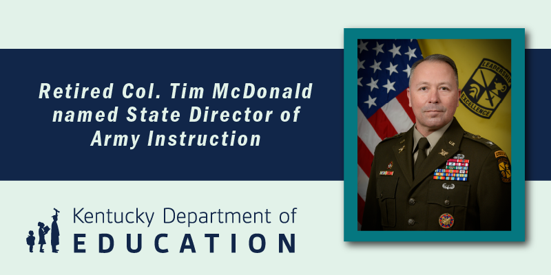 Retired Col. Tim McDonald named state director of Army instruction.